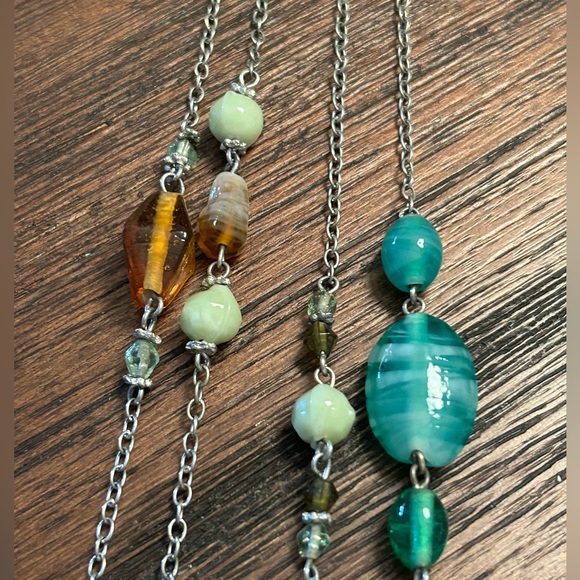 HUGE SALE! VINTAGE ARTISAN ART DECO BLOWN GLASS DOUBLE STRAND NECKLACE - Picture 4 of 8